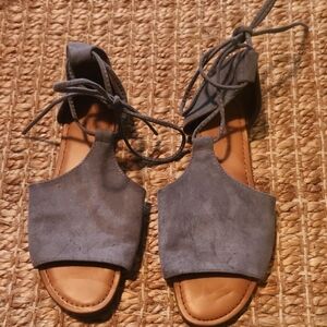 Universal Thread Blue Suede Sandals with Ankle Wrap